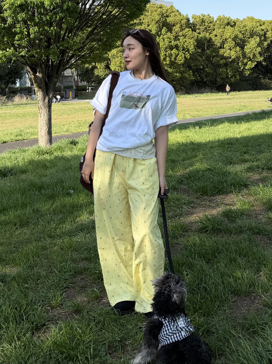 ドットカラー刺繍ワイドパンツ DPB78284