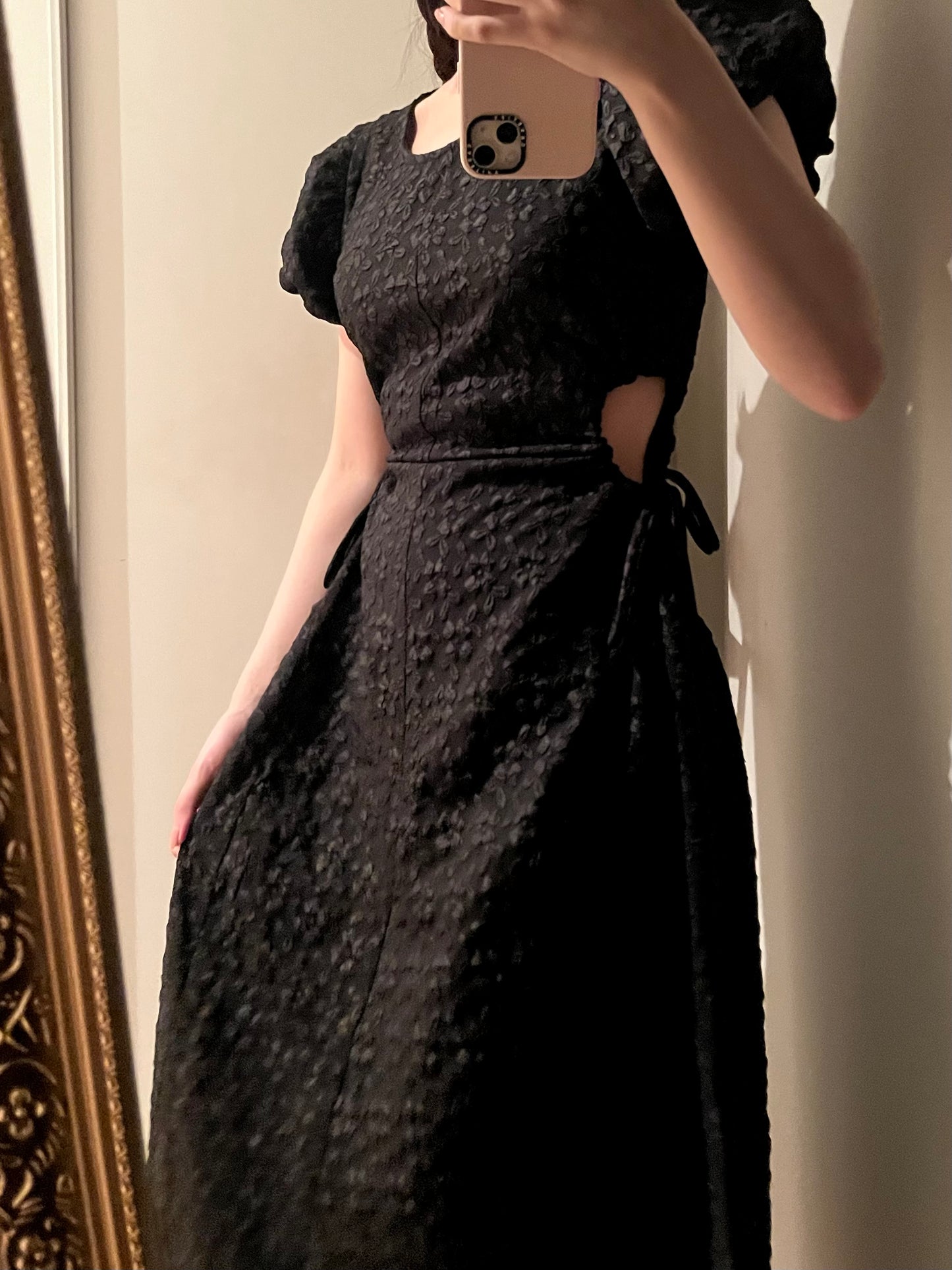 フラワーエンボスギャザーワンピース CPA03147