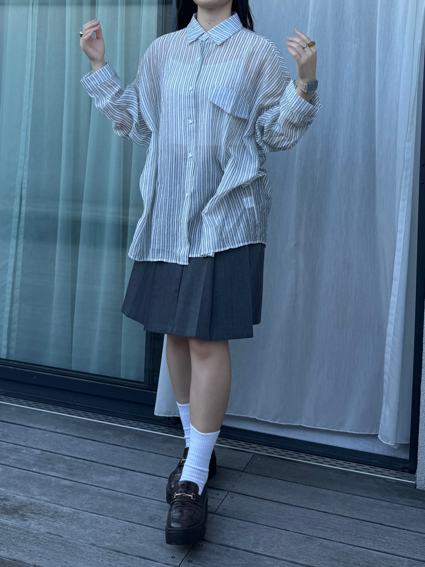 ストライプワイドシアーシャツ DPB78012