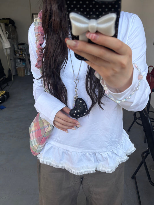 ブラックレザーライクハートネックレス DPB89105