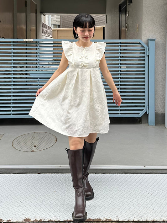 リボンジャガードフリルワンピース DPB76039