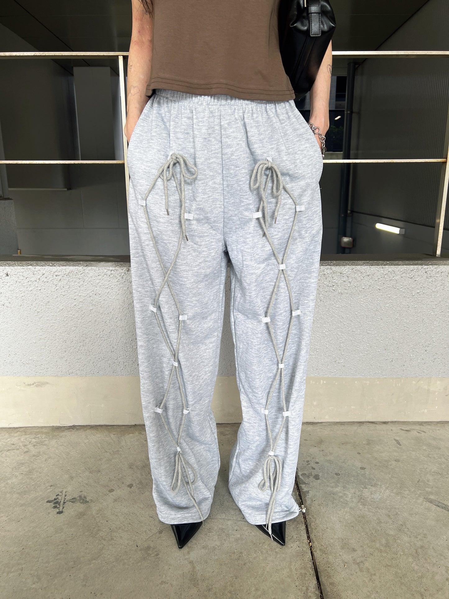 レースアップスウェットワイドパンツ DPB79192