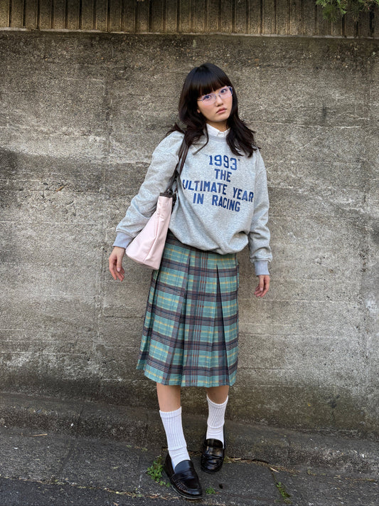 ライトグリーンプリーツチェックスカート DPA43739