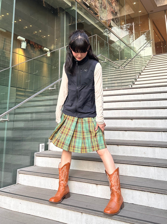 グリーンチェックミディアムスカート DPA43321
