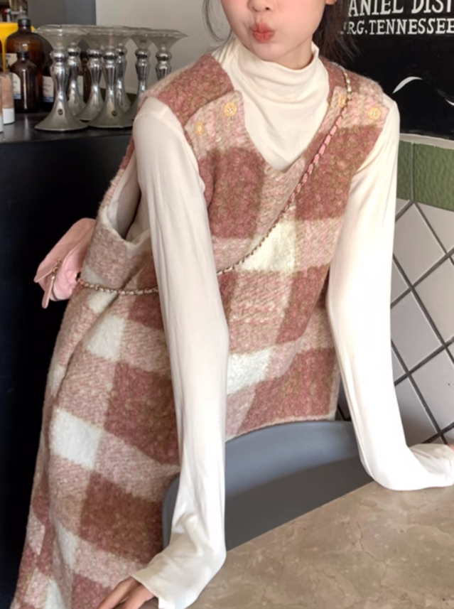 Aラインチェックワンピース CPA42269