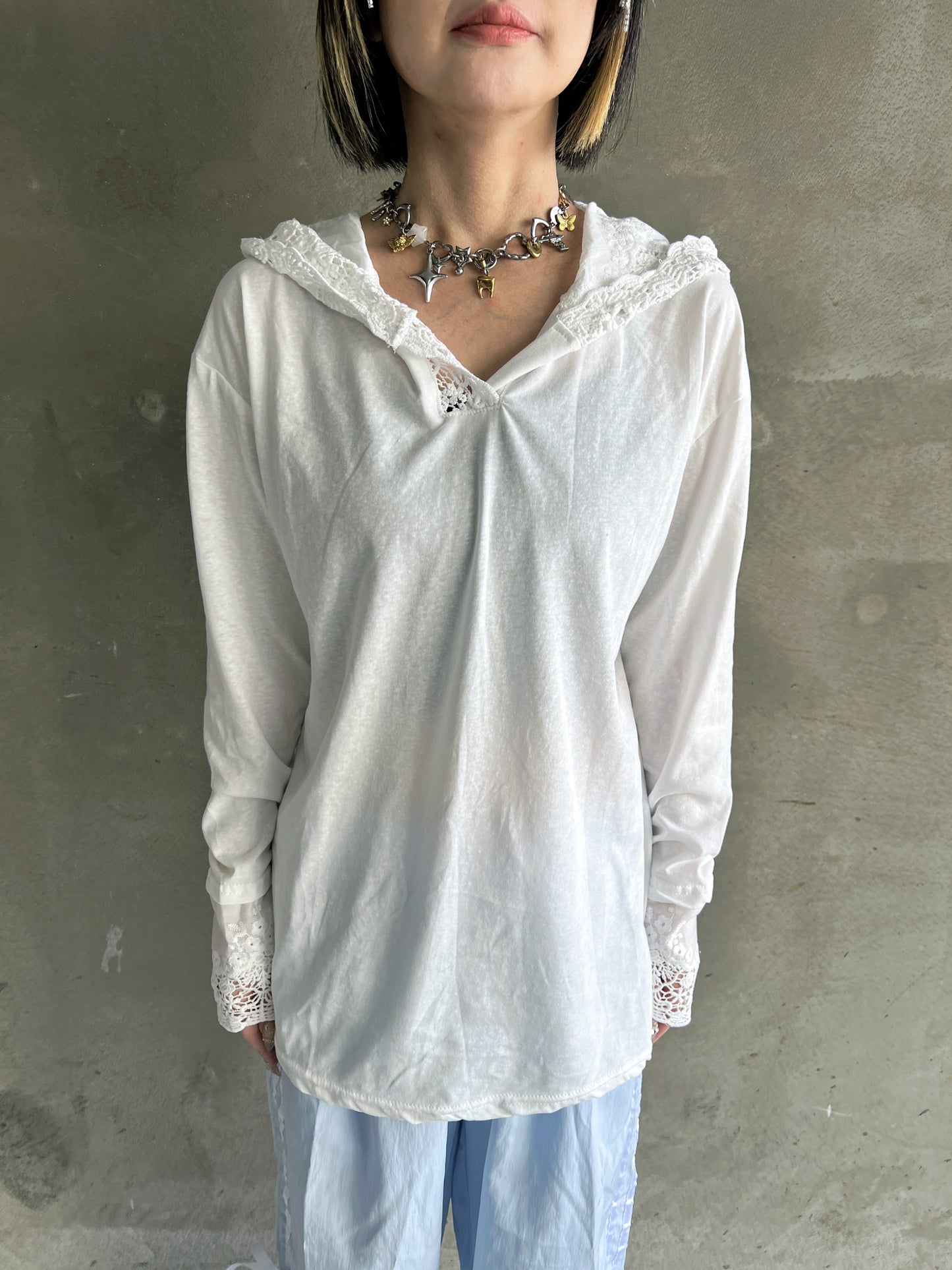 レースフーディロングスリーブTシャツ DPB79158