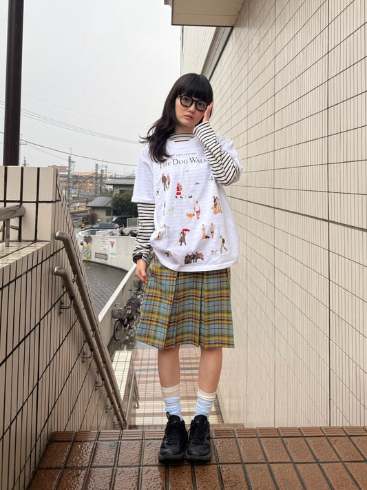 イエローチェックミディアムスカート DPA43749