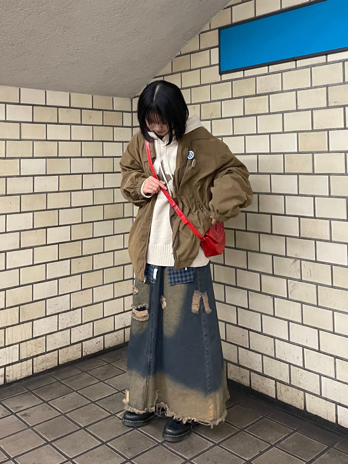 ダメージデニムロングスカート DPB64084