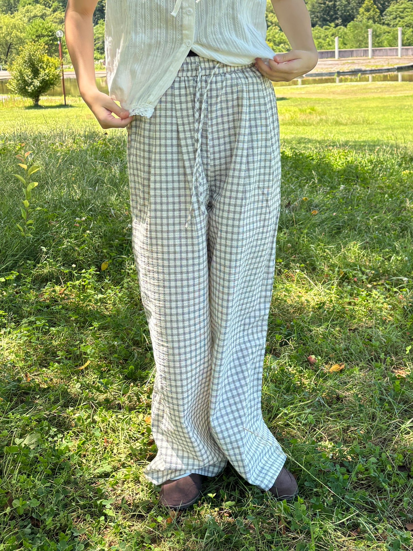 ウエストリボンチェックパンツ DPB84227
