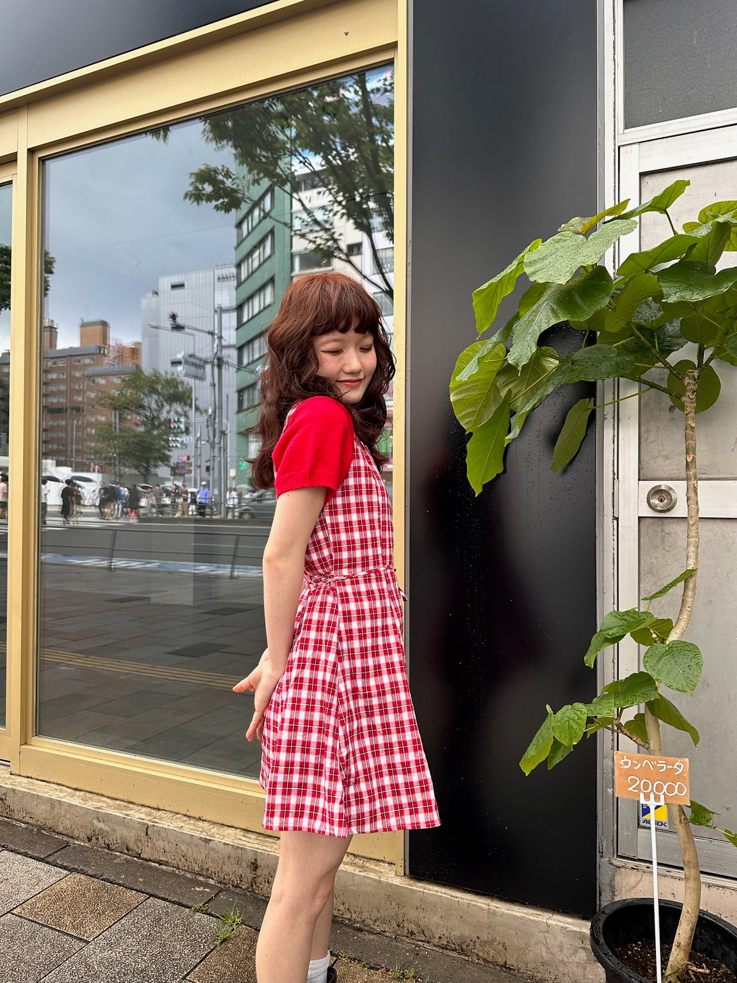 レッドチェックレトロワンピース DPA43363