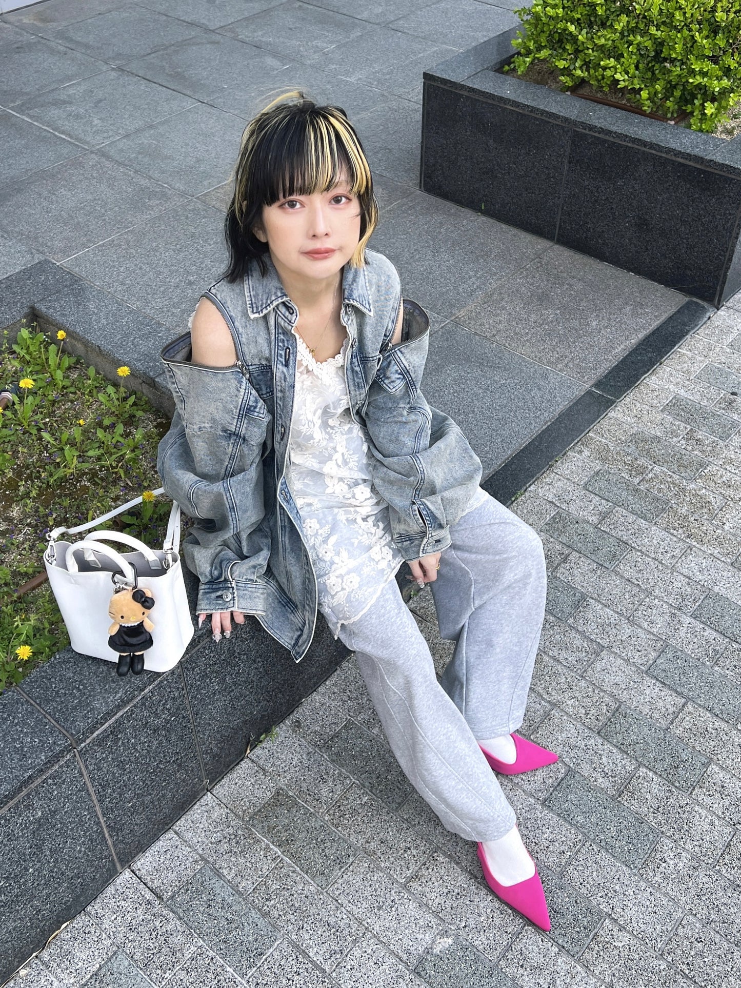 レースデザインVネックワンピース DPB79134