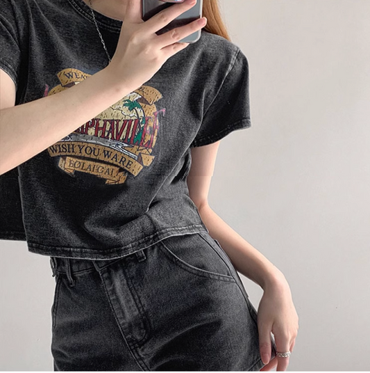 クロップドデザインTシャツ DPB71498