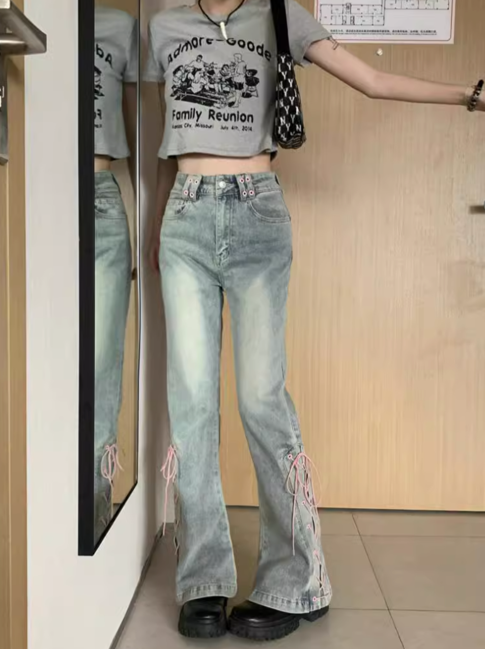 ピンクリボンデニムパンツ DPB71307
