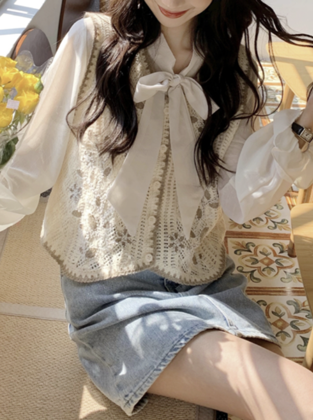 フラワーニットベスト CPA42183