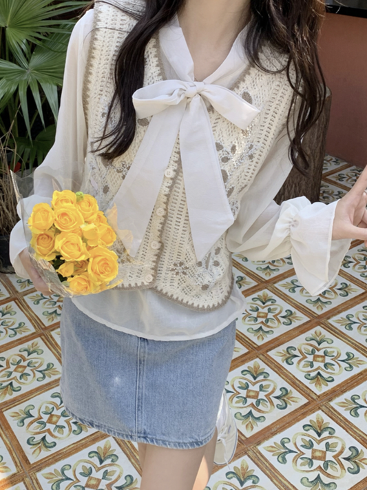 フラワーニットベスト CPA42183