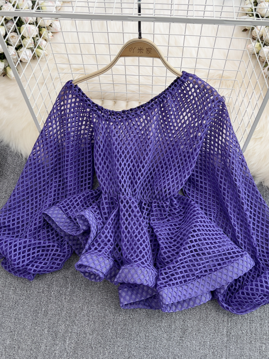 メッシュペプラムトップス CPA42229