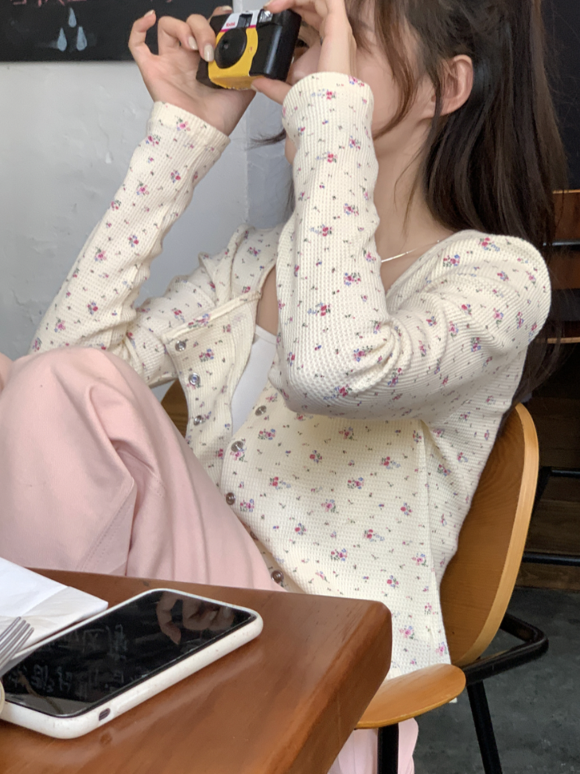 フラワーワッフルカーディガン CPA42188