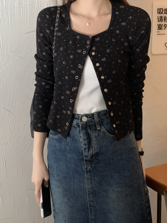 フラワーワッフルカーディガン CPA42188