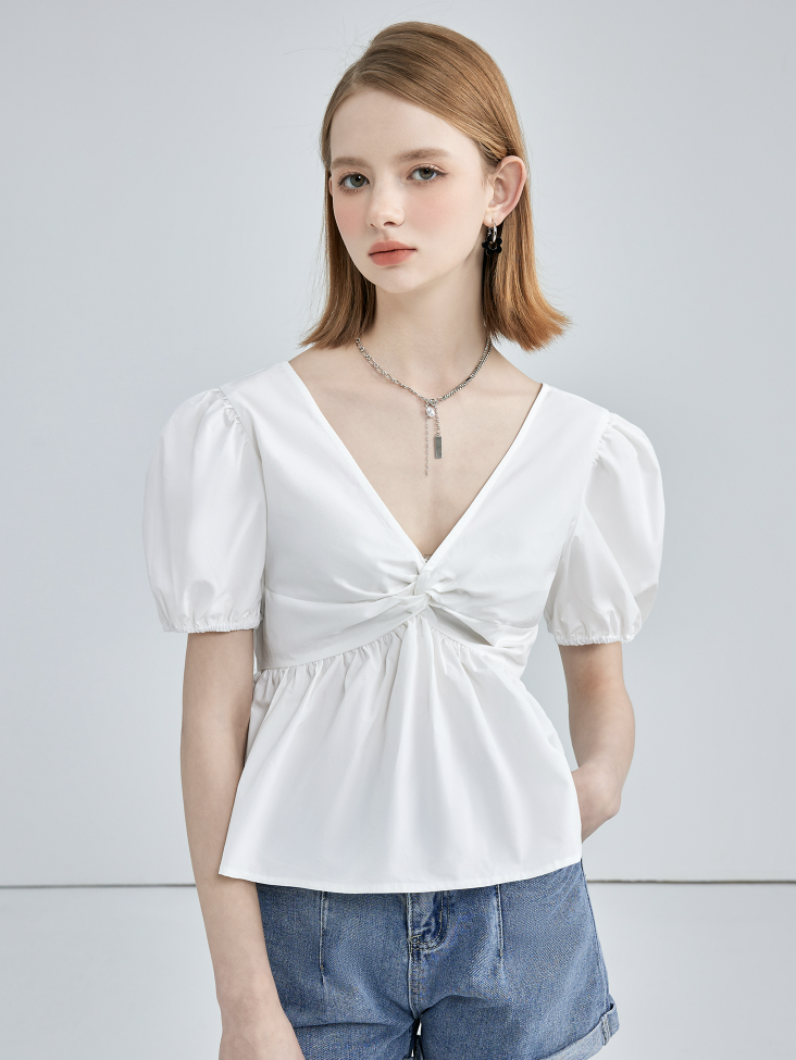 ホワイトペプラムブラウス CPA42206