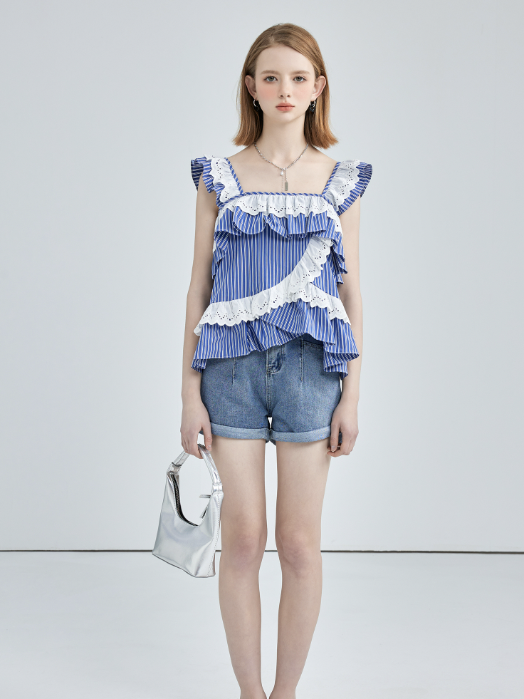 ストライプフリルキャミソール CPA42098