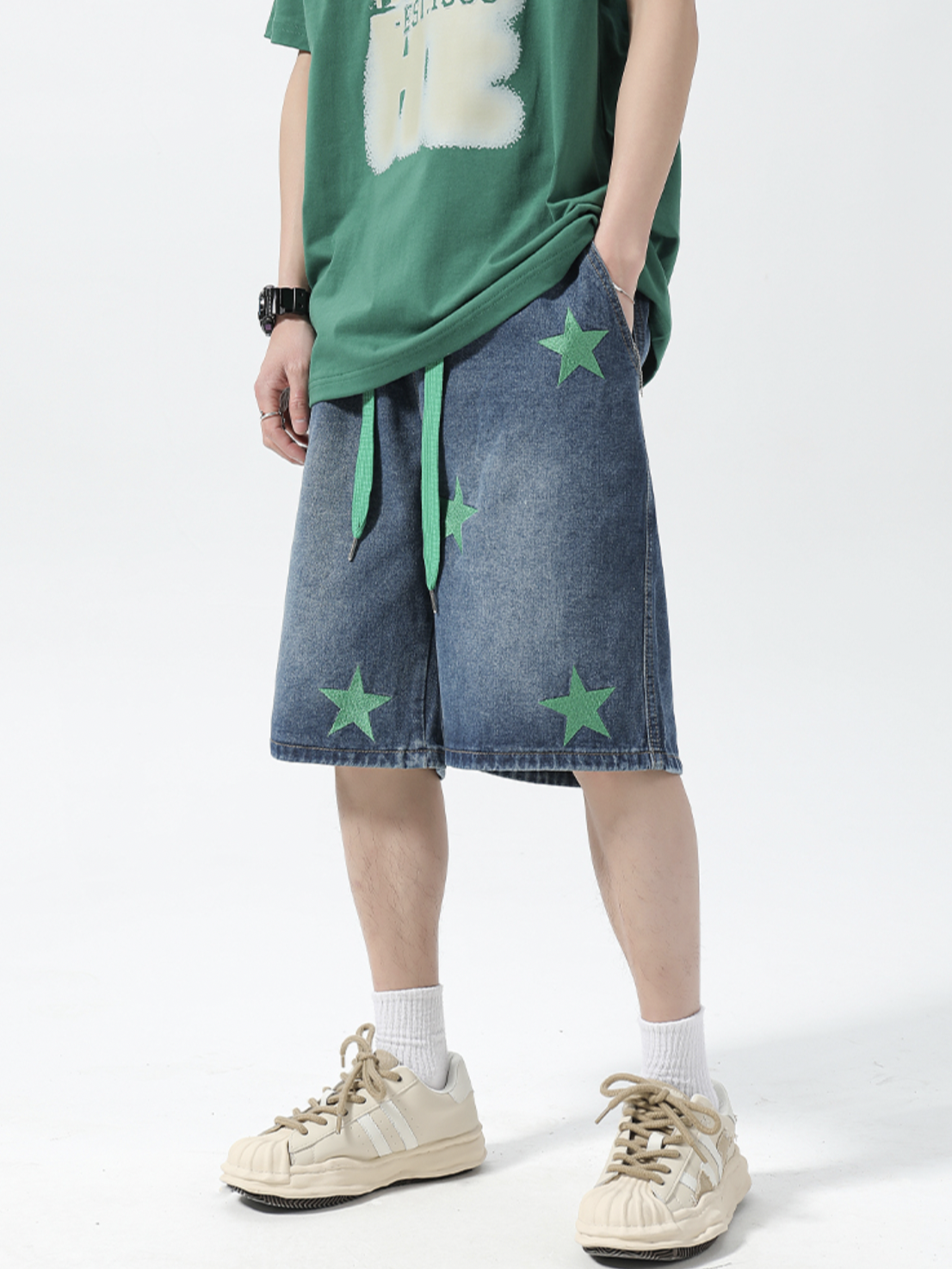 スターデニムハーフパンツ SPA09097