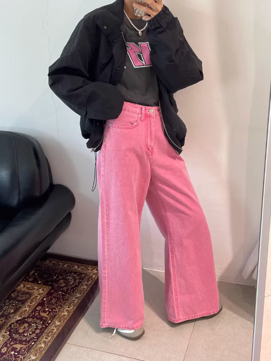 ワイドピンクデニムパンツ DPB71217