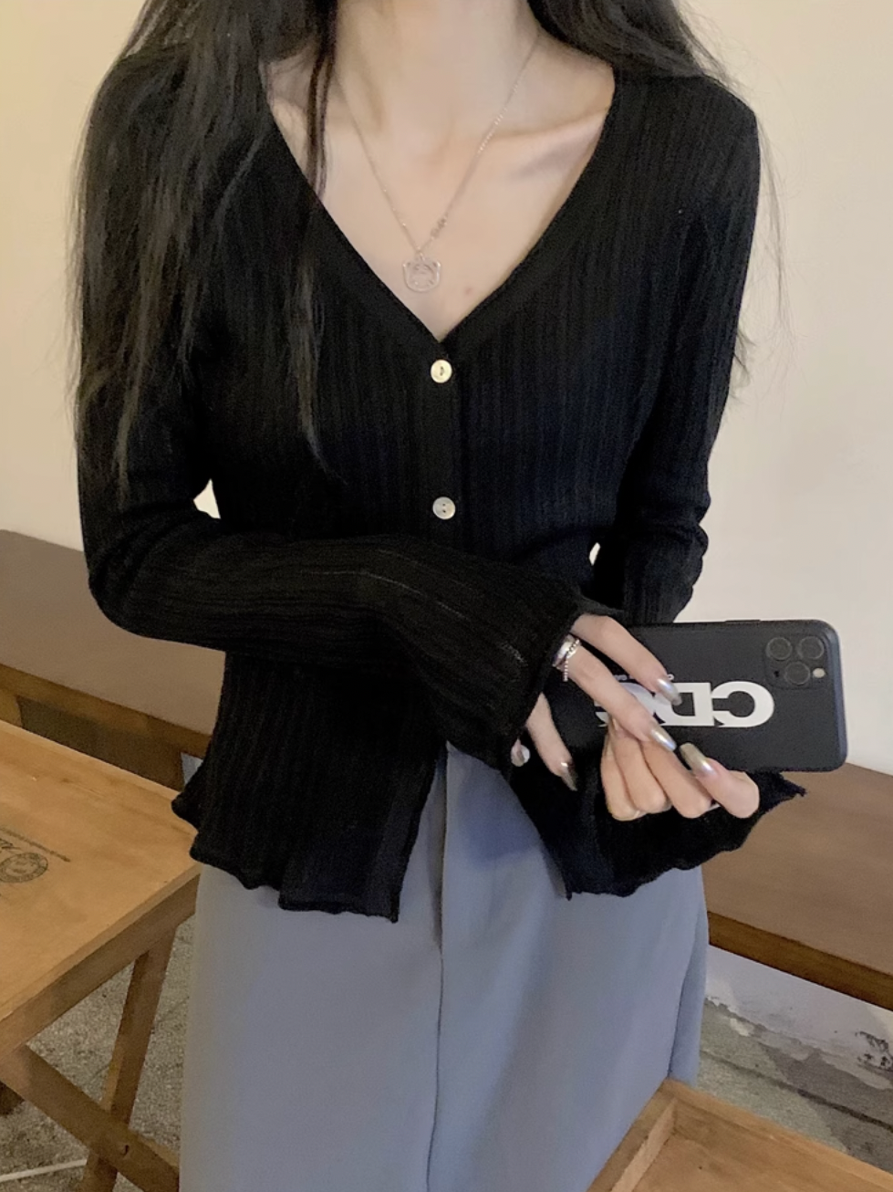 リブニットカーディガン CPA42234