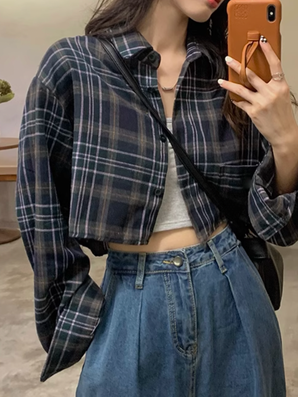 ショート丈チェックシャツ DPB71243