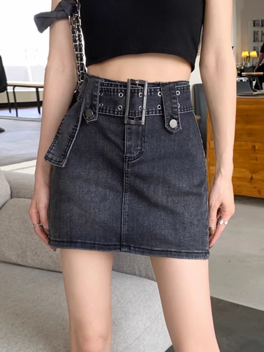 ベルトデニムミニスカート DPB71240