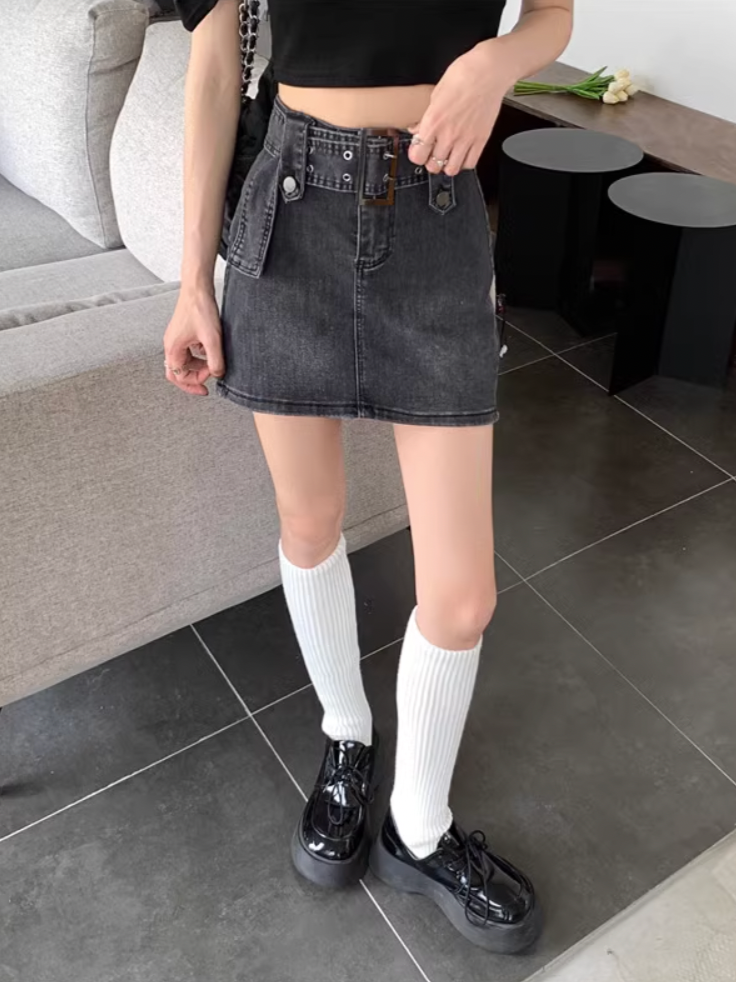 ベルトデニムミニスカート DPB71240