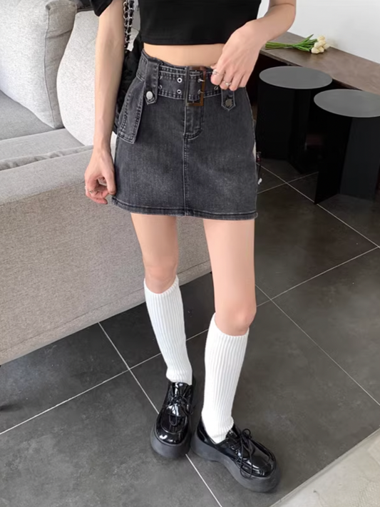 ベルトデニムミニスカート DPB71240