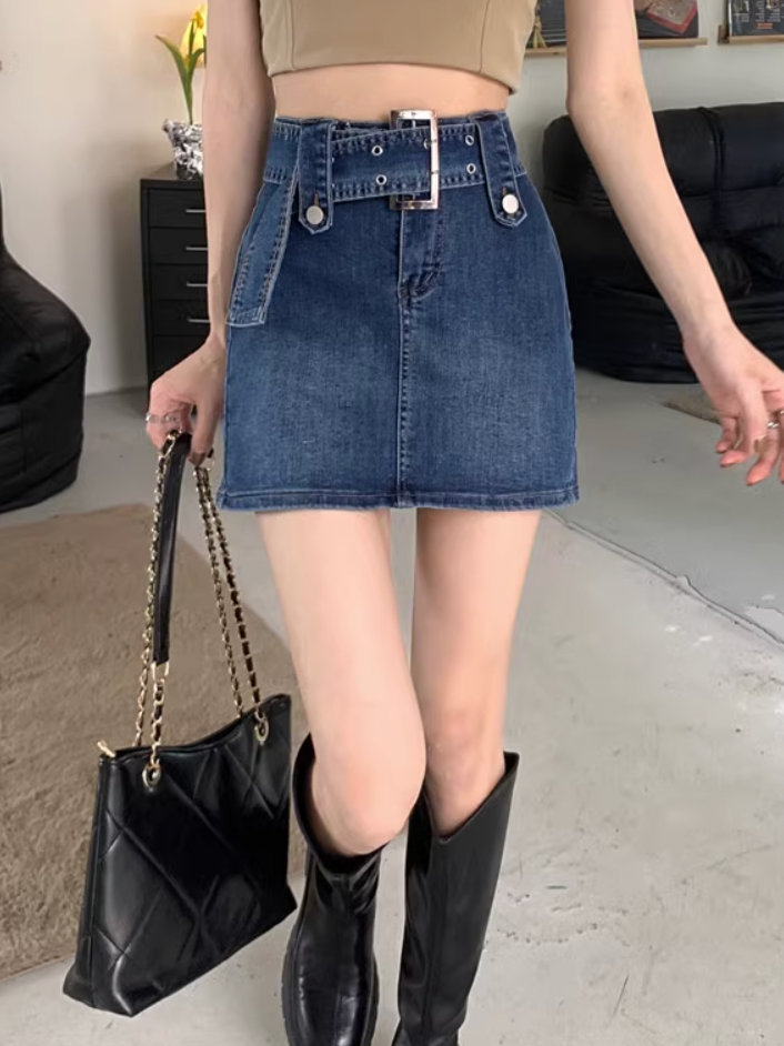 ベルトデニムミニスカート DPB71240