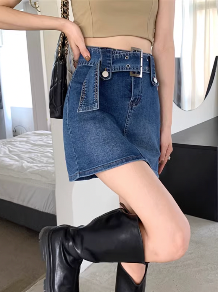 ベルトデニムミニスカート DPB71240