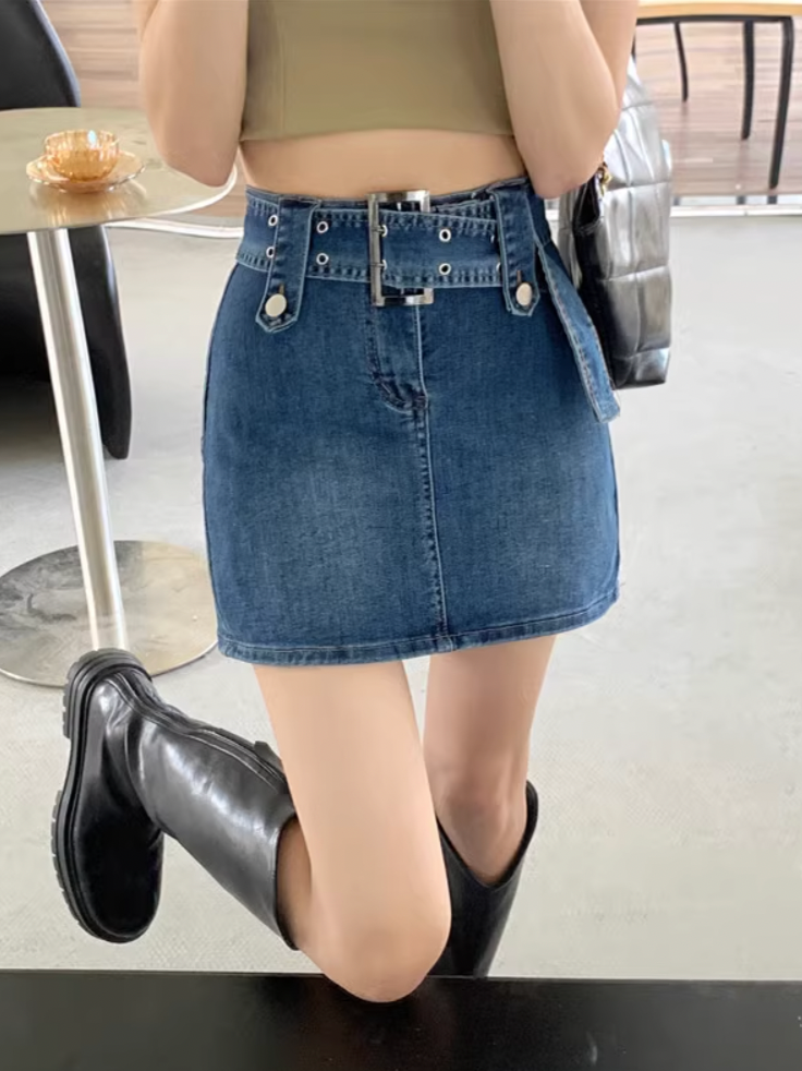 ベルトデニムミニスカート DPB71240