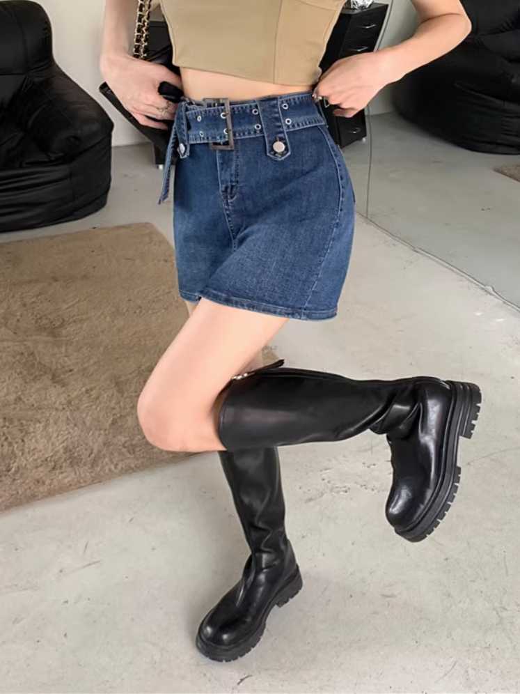 ベルトデニムミニスカート DPB71240