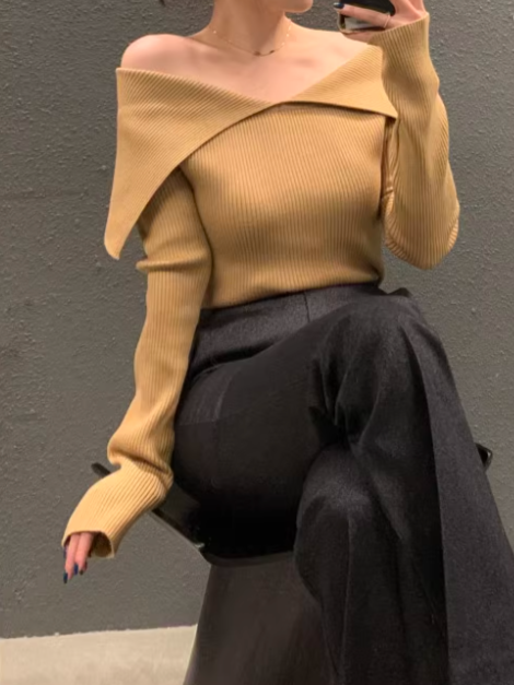 オフショルリブニット CPA42033