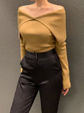 オフショルリブニット CPA42033