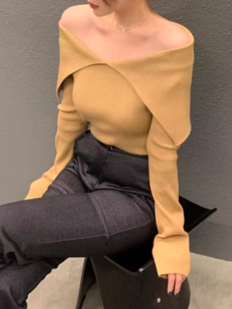 オフショルリブニット CPA42033