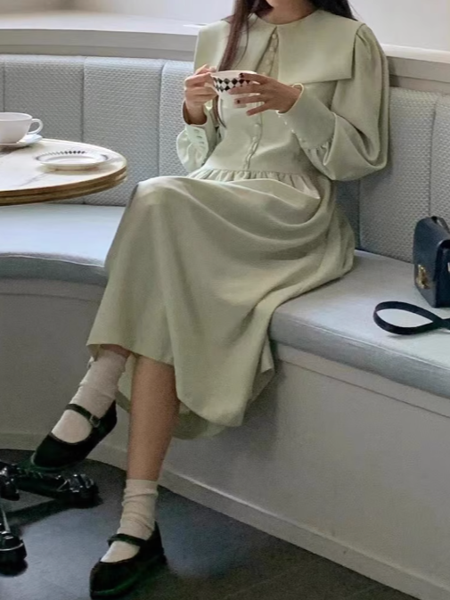 レトロパフスリーブワンピース CPA42244