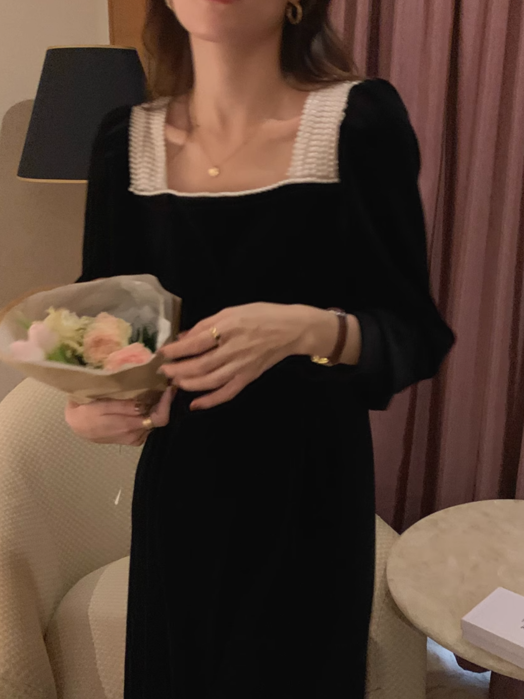 スクエアネックビーズワンピース CPA42094