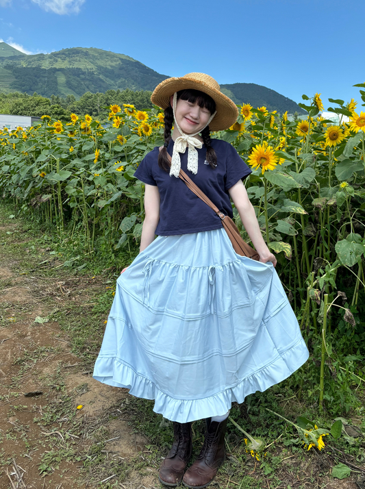 ライトブルーフリルロングスカート DPA43428
