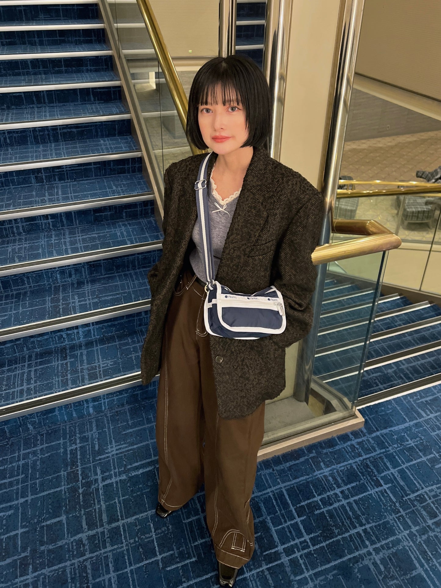 リボン付きVネックニットトップス DPB79113