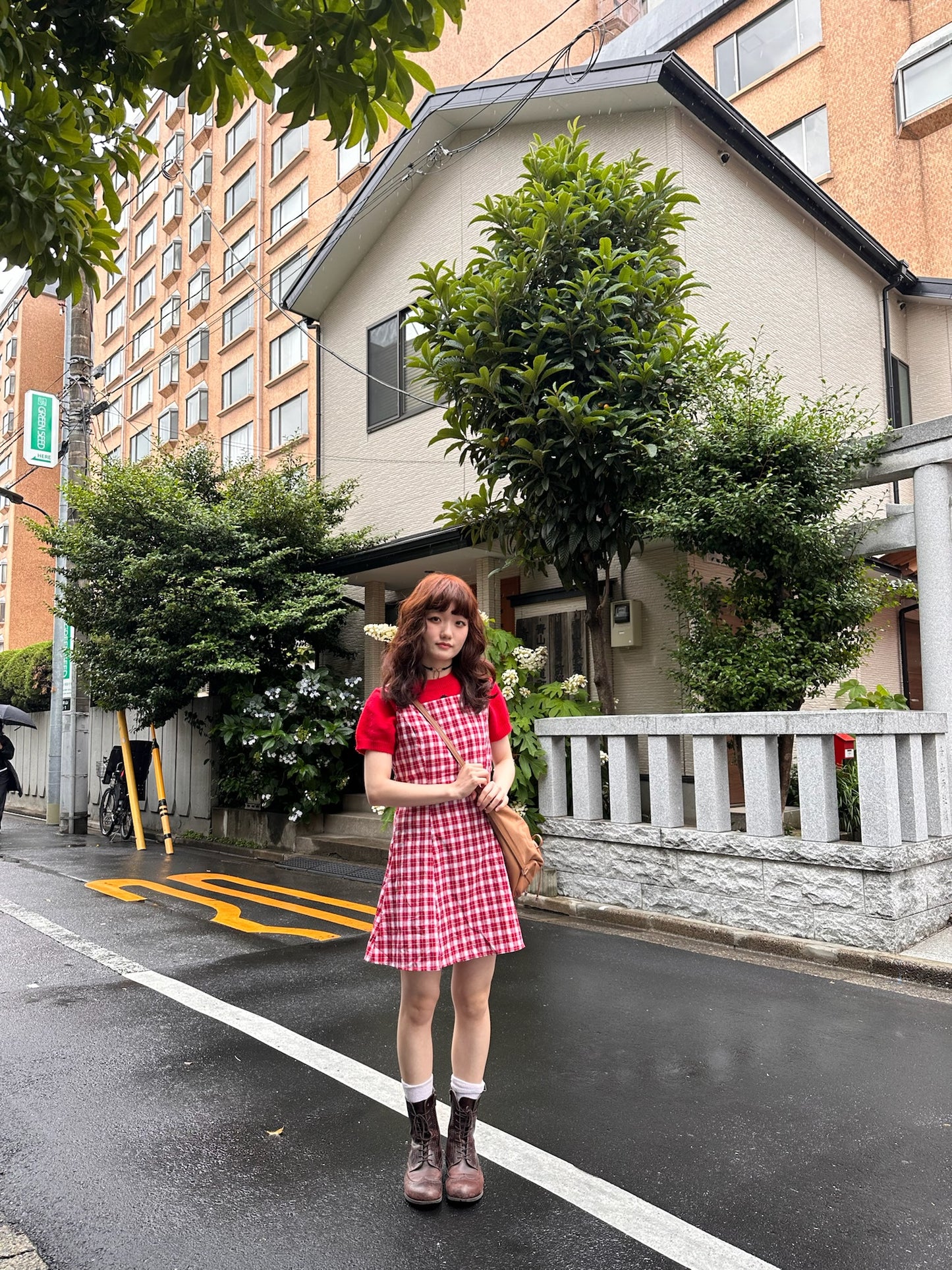 レッドチェックレトロワンピース DPA43363