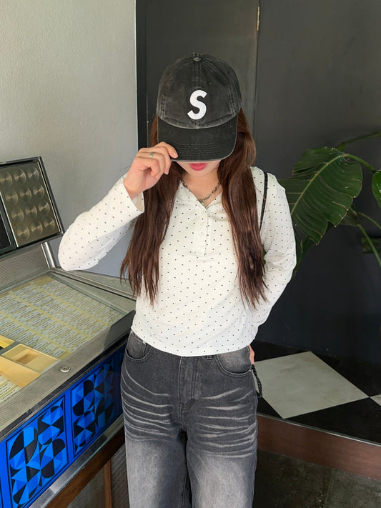 Vネックドットトップス DPB87051