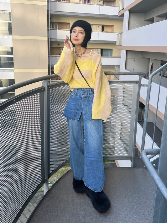 ボーダーモヘアライクルーズニット DPB79065