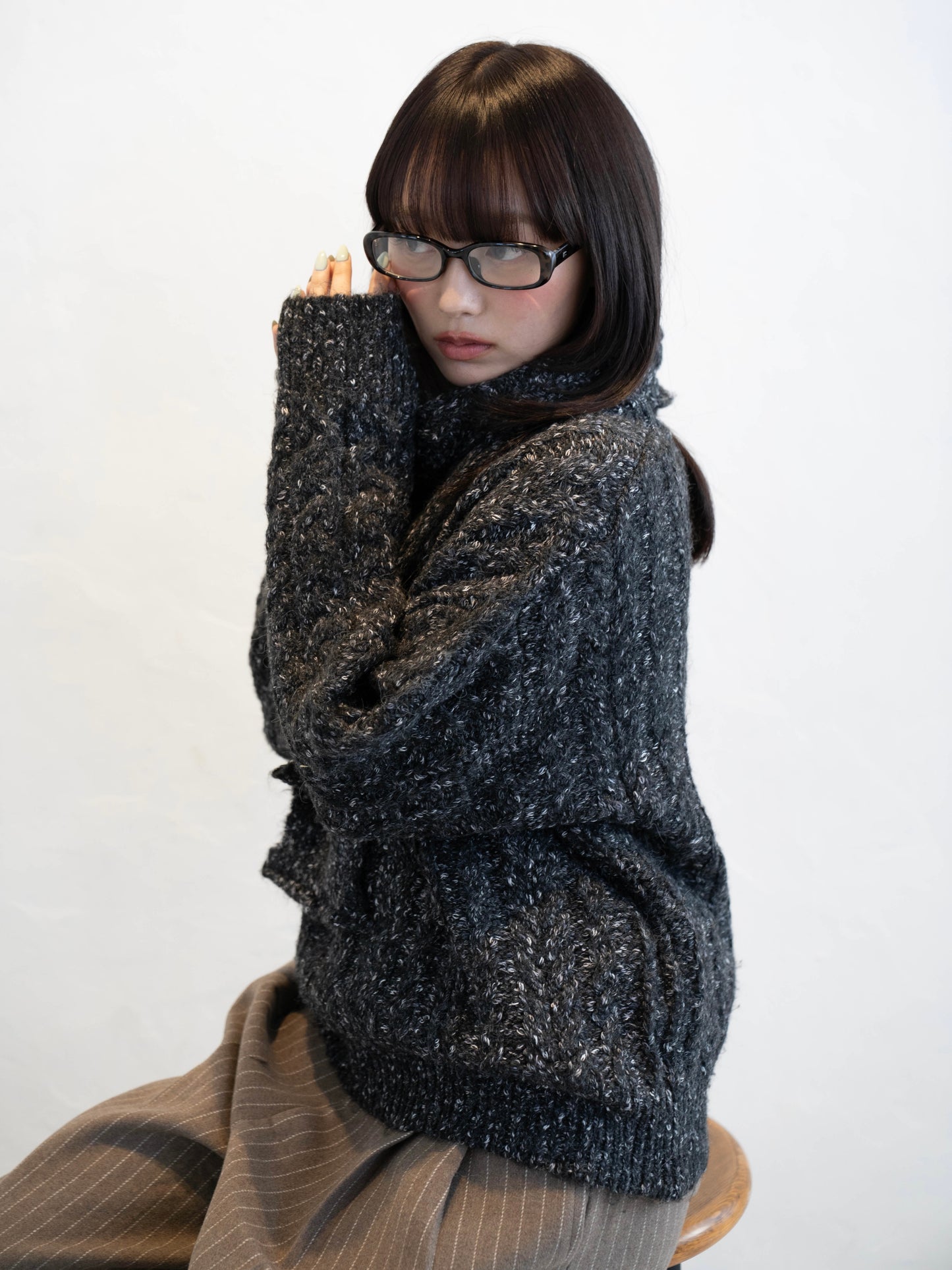 マフラー付きマーブルニット DPC02002