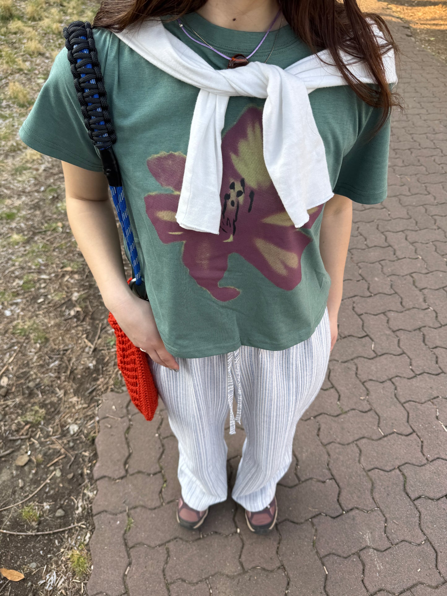 ウエストリボンストライプワイドパンツ DPB78140