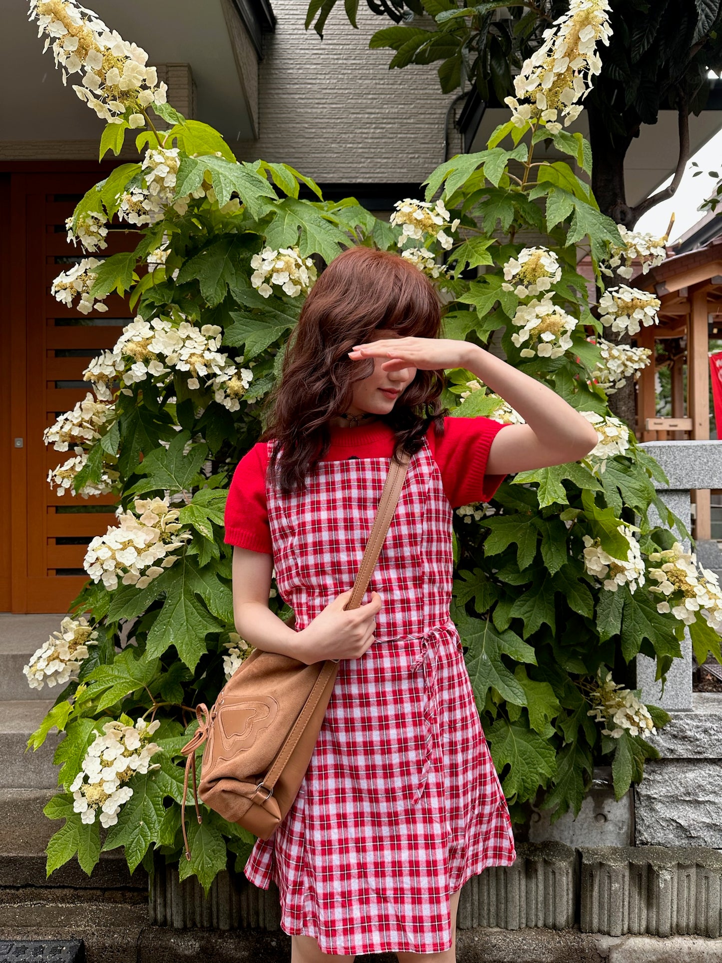 レッドチェックレトロワンピース DPA43363