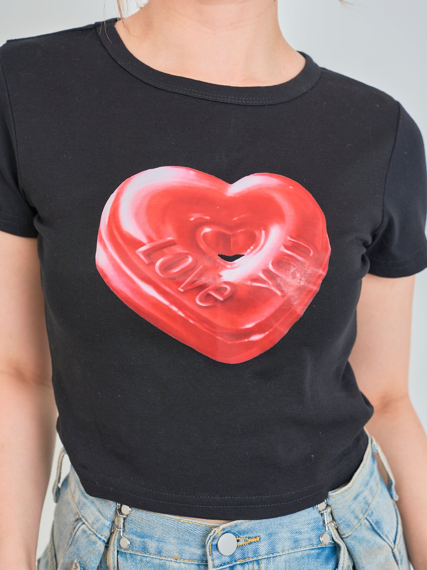 ハートプリントクロップドTシャツ DPB75070
