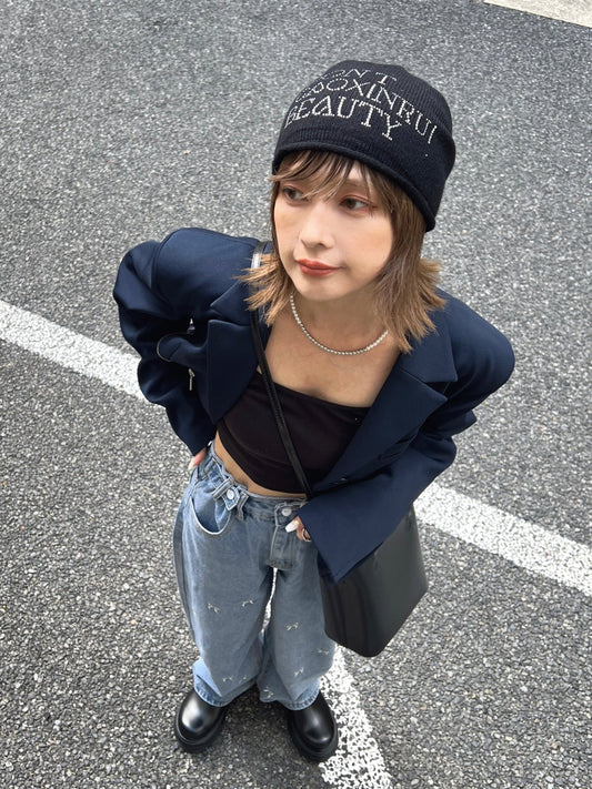 ラインストーンロゴニットビーニー DPB79031